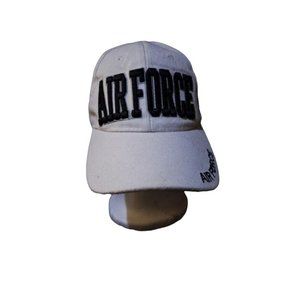 Air Force Spelled Out Large Letter White Hat Cap Military Army Adjustable
